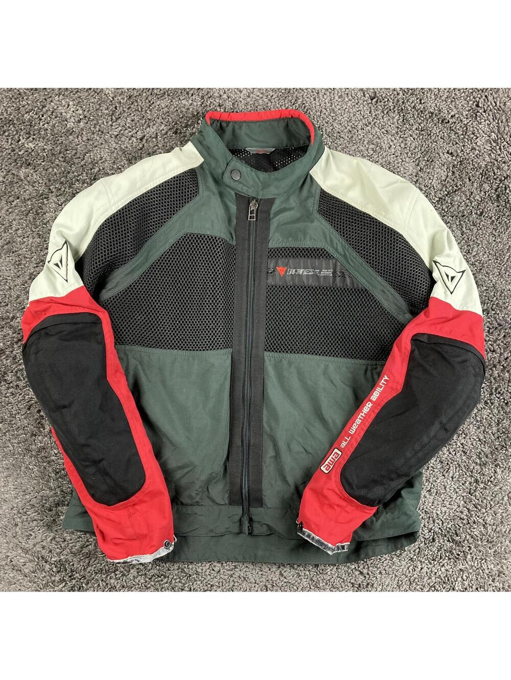 Dainese Motorcycle Mesh Riding Jacket  Green Red Shoulder Elbow Armor 58EU/48US